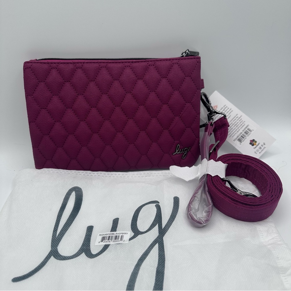 Lug Peekaboo  Matte Luxe Crossbody Wallet Raspberry NWT RFID Clear Window Purse